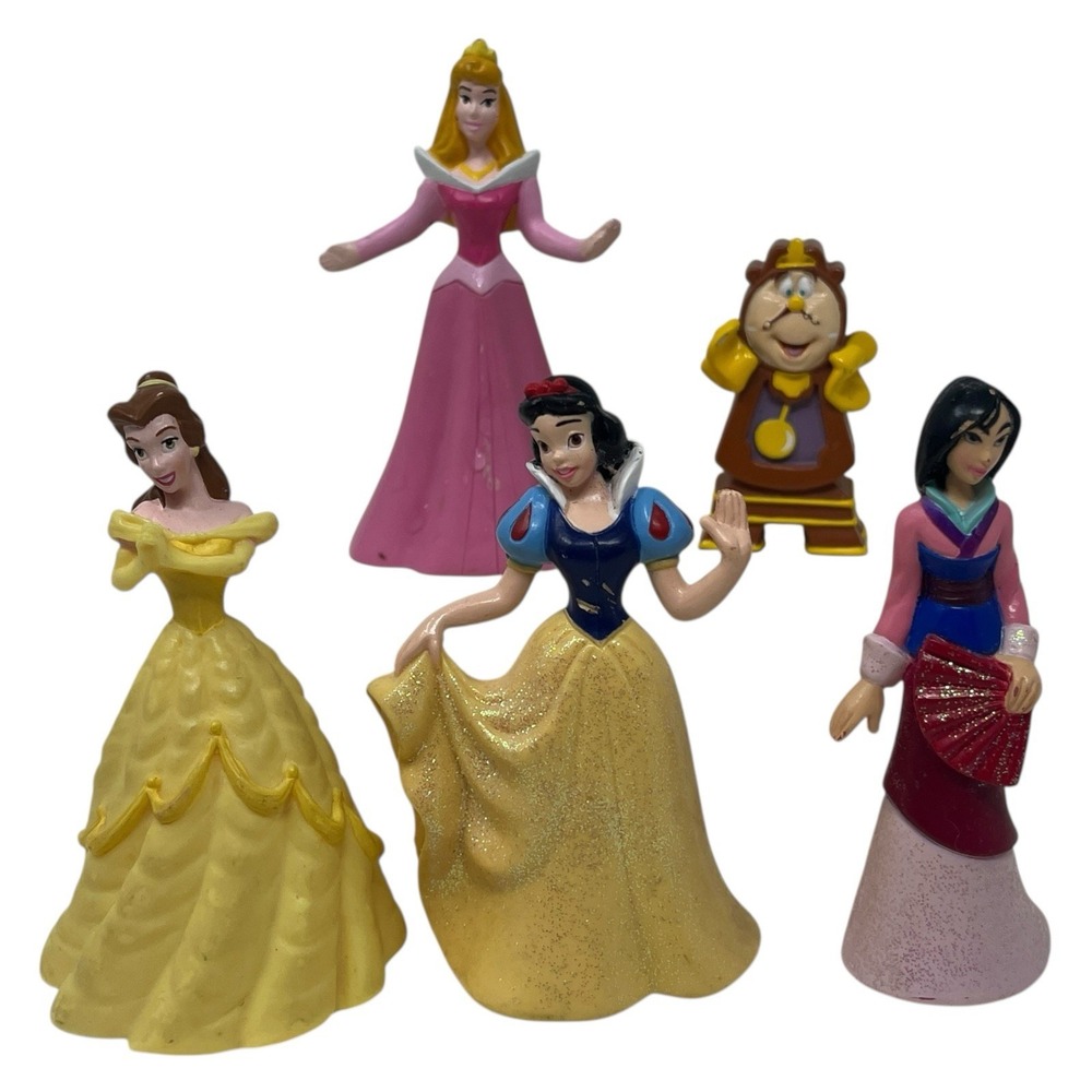 Lot of 5 Disney Princess Figurines Cake Toppers PVC Figures Toys Belle Mulan +